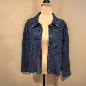 Bagatelle Cropped Blue Woven (Denim-look) Jacket, size XL